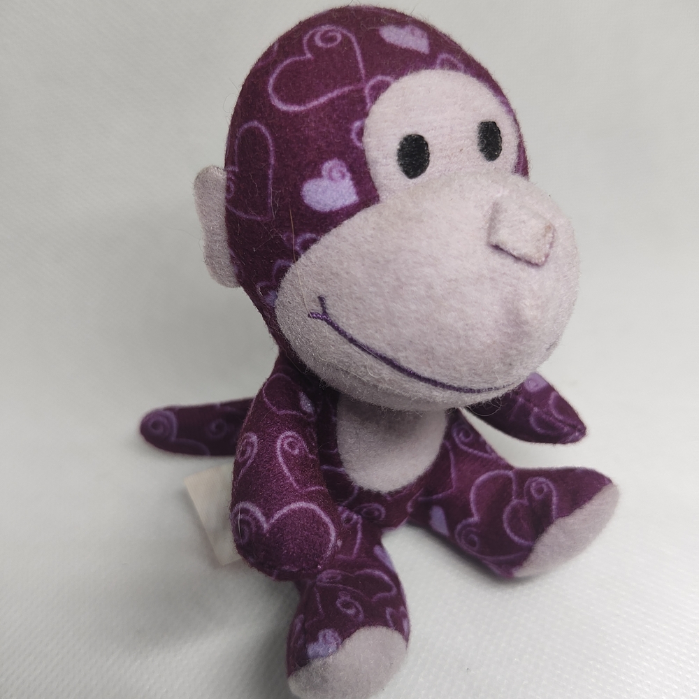 Charming Purple Heart Plush Monkey